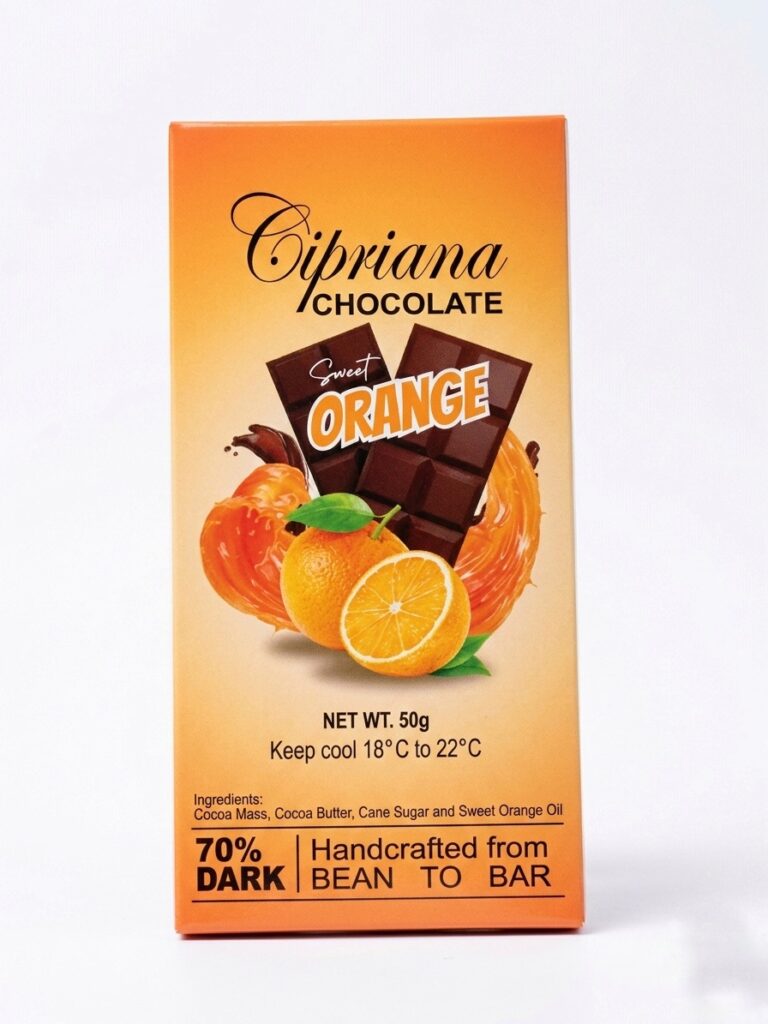 Cipriana Chocolate 70% Dark Sweet Orange 50g